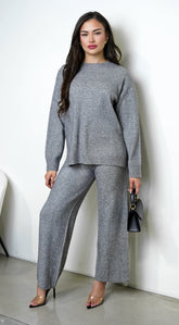 Kara Knit Sweater Set - Gray